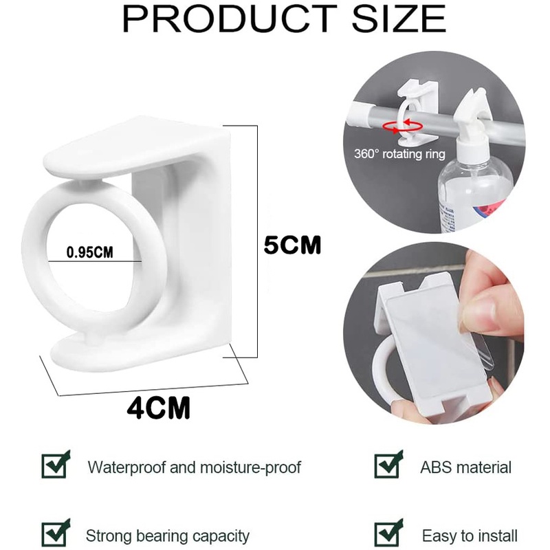 Bộ 2 Giá Đỡ Thanh Treo Rèm Xoay 360 Độ Tiện Dụng° Giá Đỡ Thanh Treo Rèm Hình Tam Giác Không Cần Khoan Lỗ Có Thể Xoay Dành Cho Phòng Tắm/Nhà Bếp/Phòng Tắm
