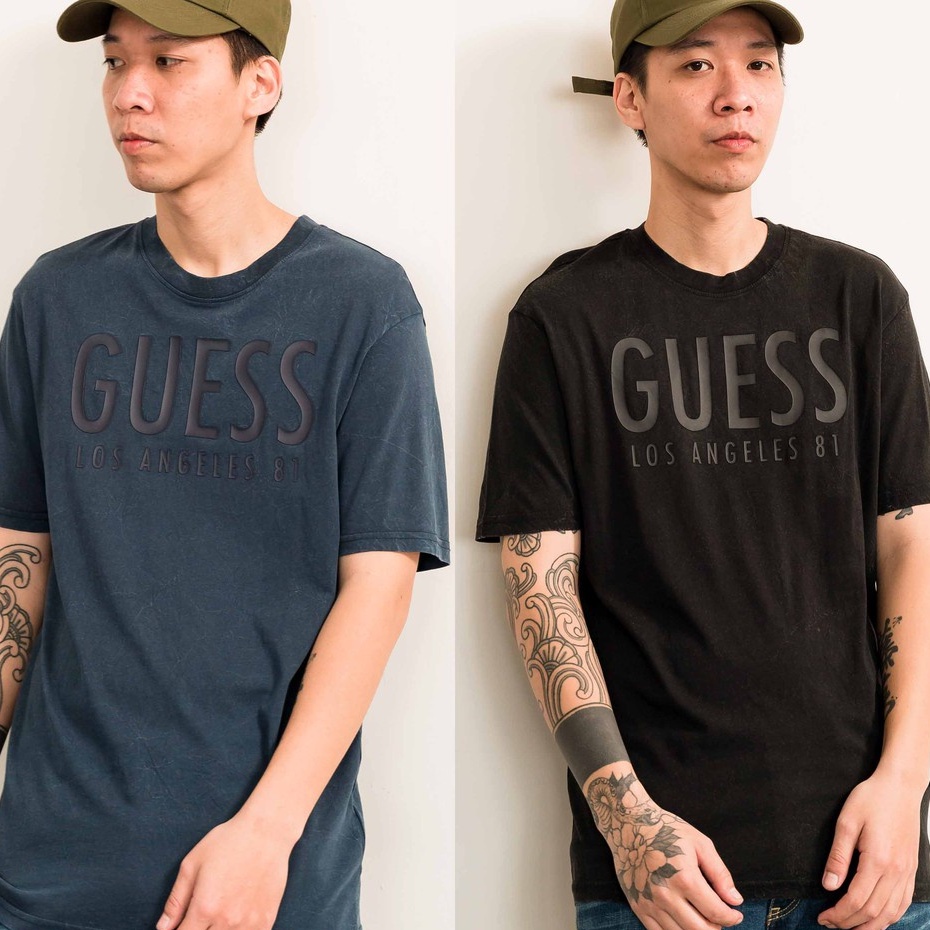 Áo Thun Cotton Ngắn Tay In Chữ LOGO Guess Thời Trang Cho Nam