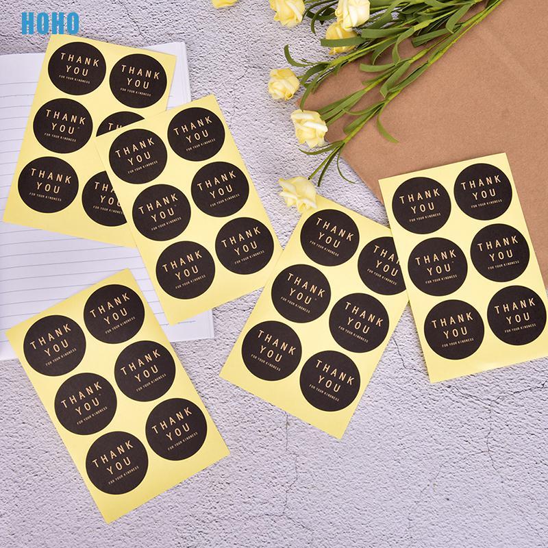 Bộ 60 miếng dán trang trí hộp quà bánh in chữ Thank You phong cách Vintage