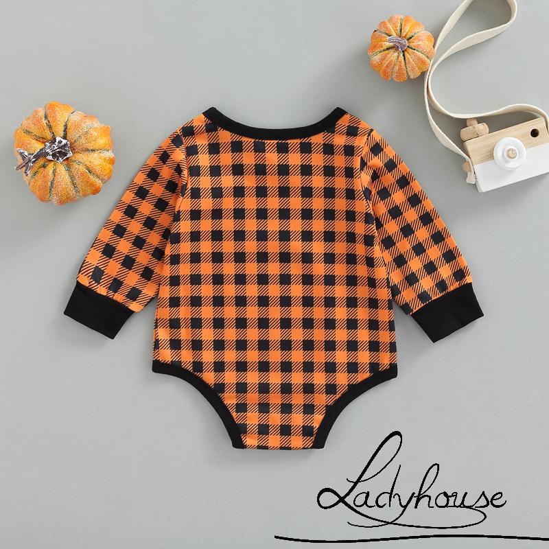 Bộ Áo Liền Quần Tay Dài Cổ Thuyền In Họa Tiết Halloween Dành Cho Bé