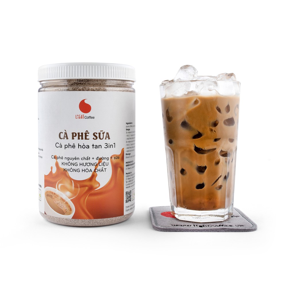 Cà phê sữa 3in1 không hóa chất, pha uống ngay Light Coffee Hũ 500g | BigBuy360 - bigbuy360.vn