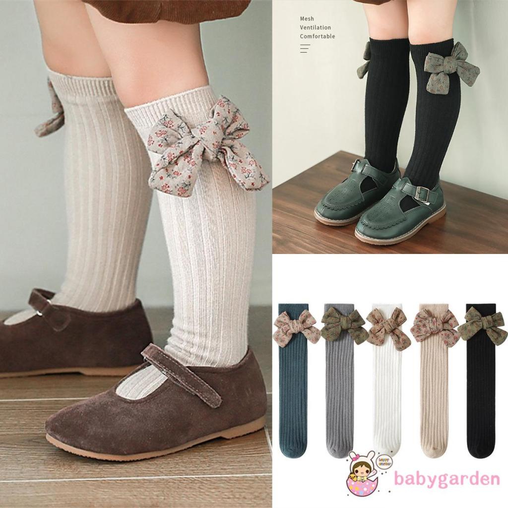 Vớ dệt kim cổ cao chống trượt thoáng khí đính nơ hoạt hình cho bé gái