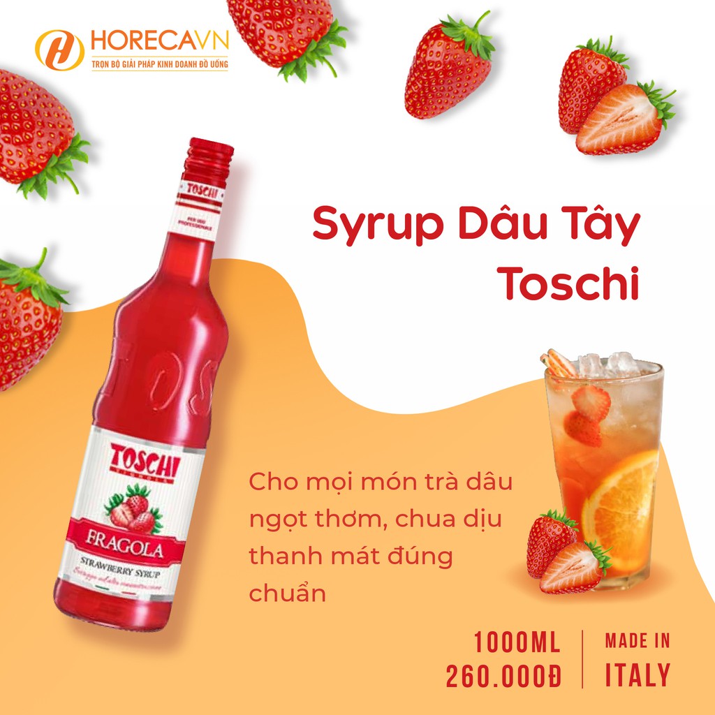 Siro Toschi Dâu 1000ml - MUA SYRUP TẶNG FREE CÔNG THỨC