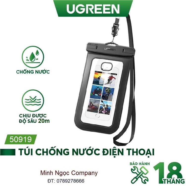 Túi đựng điện thoại Ugreen chống nước tiêu chuẩn IPX8 chịu độ sâu 20m - Sản phẩm chính hãng bh 18 tháng