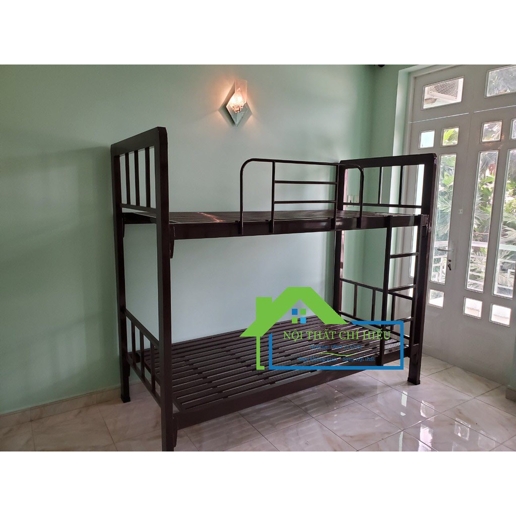 Giường sắt hộp 2 tầng sơn tĩnh điện bền đẹp không rỉ sét,Ngang : 1m2x1m2( Tầng Dưới – Tầng Trên)