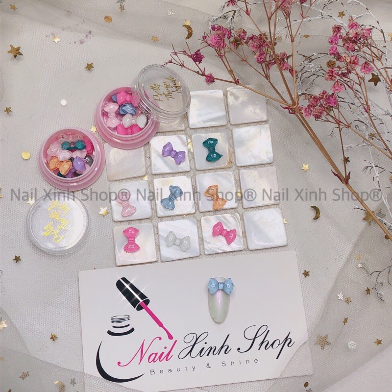 [Mới ] Hũ trang trí móng nail - 6 charm nơ / charm nơ hot nail