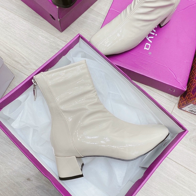 Boots Nhăn Khoá Gót 4p. da bóng