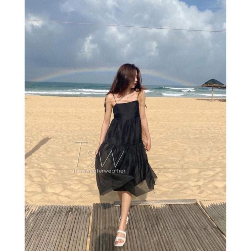 Đầm hai dây 💜 váy 2 dây vải voan mềm mịn - váy suông nữ thiết kế dáng váy maxi có dây buộc vai tùy chỉnh | BigBuy360 - bigbuy360.vn