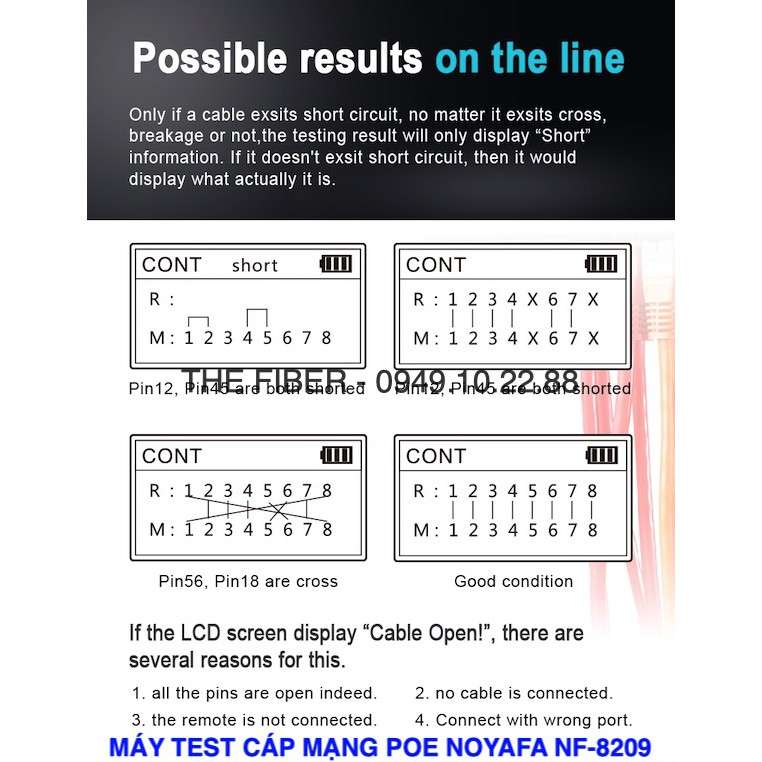 Máy test và dò cáp mạng POE NOYAFA NF-8209