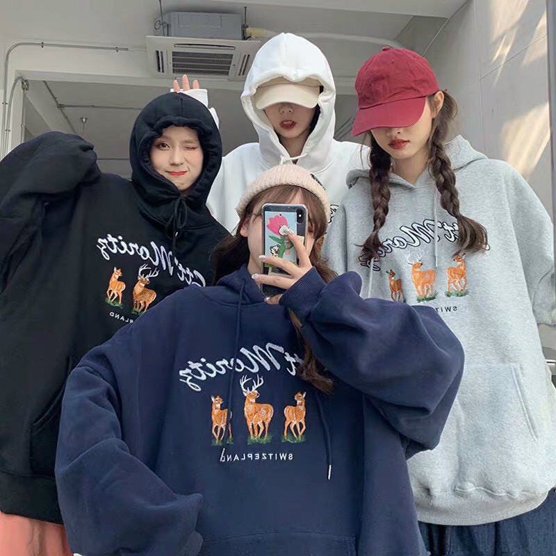 < FREESHIP > Áo khoác hoodie nỉ nữ form rộng vải dày dặn, bao đẹp, bao chất (CHUHUOU)