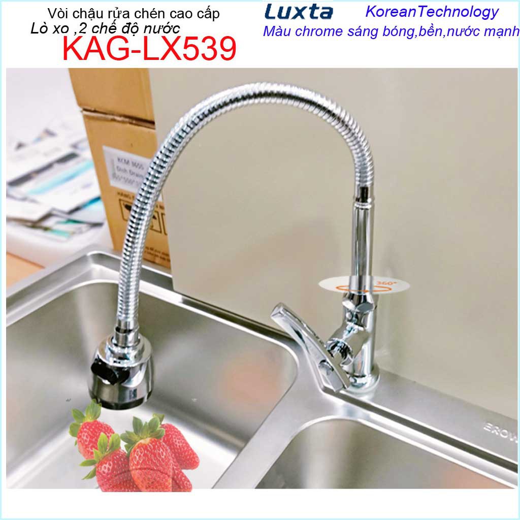 Vòi chậu rửa chén bát lạnh Luxta KAG-LX539, Vòi chậu lạnh lò xo ống mềm nước mạnh sử dụng tốt