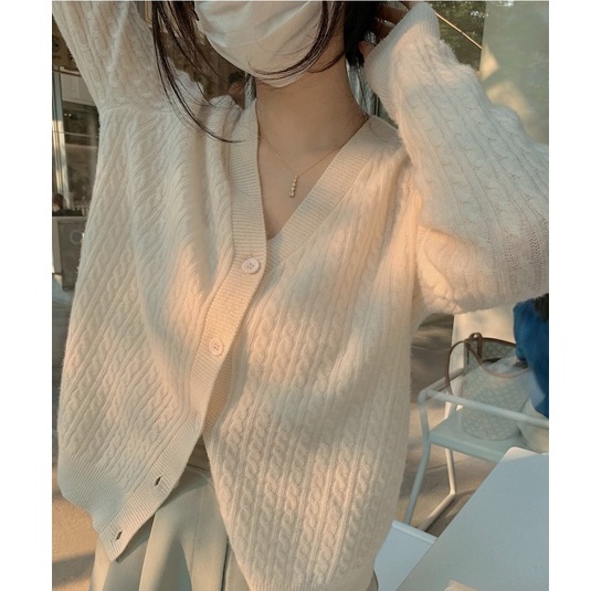 SUXI Áo Khoác Cardigan Bằng Vải Dệt Kim Tay Dài Cổ Chữ V Thiết Kế Thời Trang Mùa Thu Theo Phong Cách Hàn Quốc Dành Cho Nữ