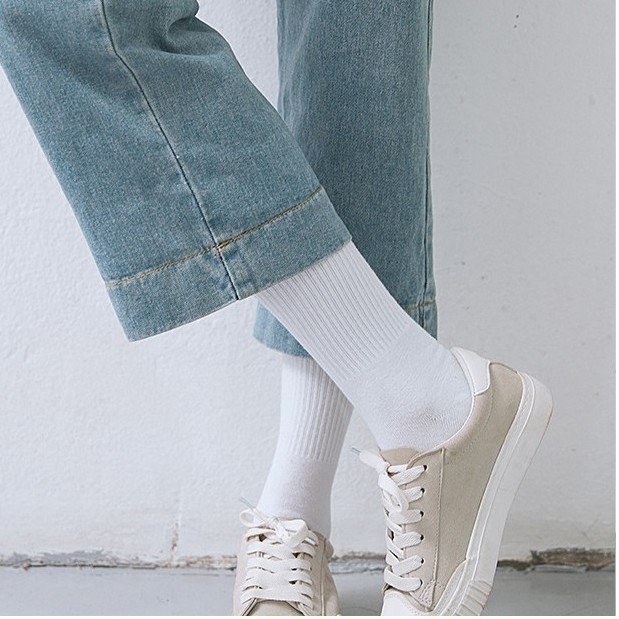 Tất Nam, Vớ Nam Nữ Cổ Cao Màu Trơn Style Đơn Giản TN09