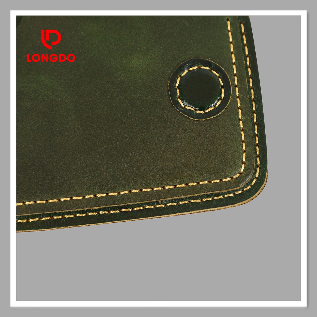 Ví sen 3 da bò thật - Bảo hành 5 năm - Hàng chính hãng thương hiệu Longdo Leather