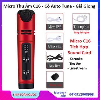 Micro C16, Mic Livestream Hát Karaoke 6 Chế Độ Âm Thanh Giả Dọng Bản Nâng Cấp Cực Hay Của Micro C7