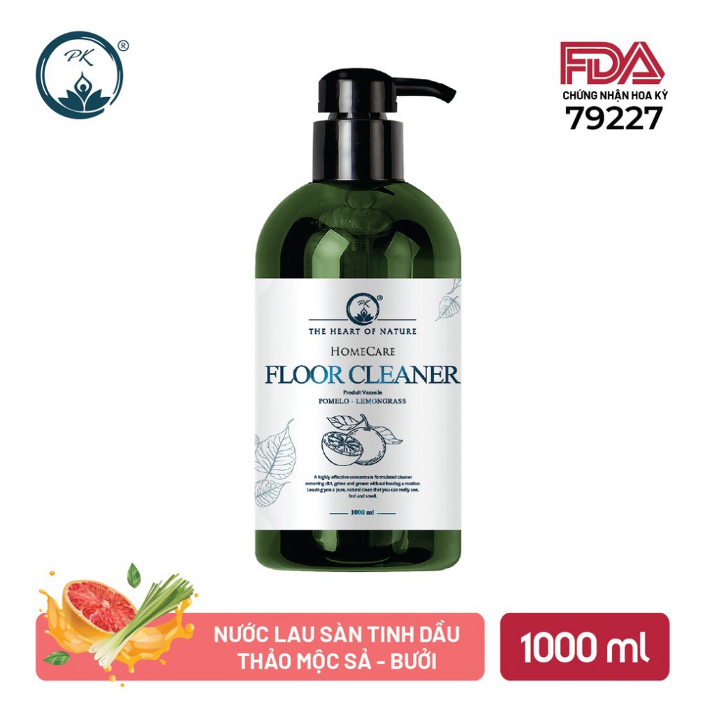 Nước lau sàn tinh dầu Sả Chanh/ Sả Bưởi/ Sả Cam thảo mộc PK 1000ml - thành phần hữu cơ, an toàn cho bé