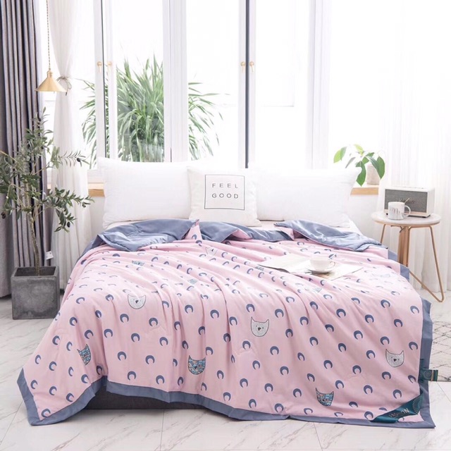 [Mã INCU1708 hoàn 15K xu đơn 50K] Chăn hè lụa thái trần bông cao cấp, chăn lụa mùa hè thu mềm mát