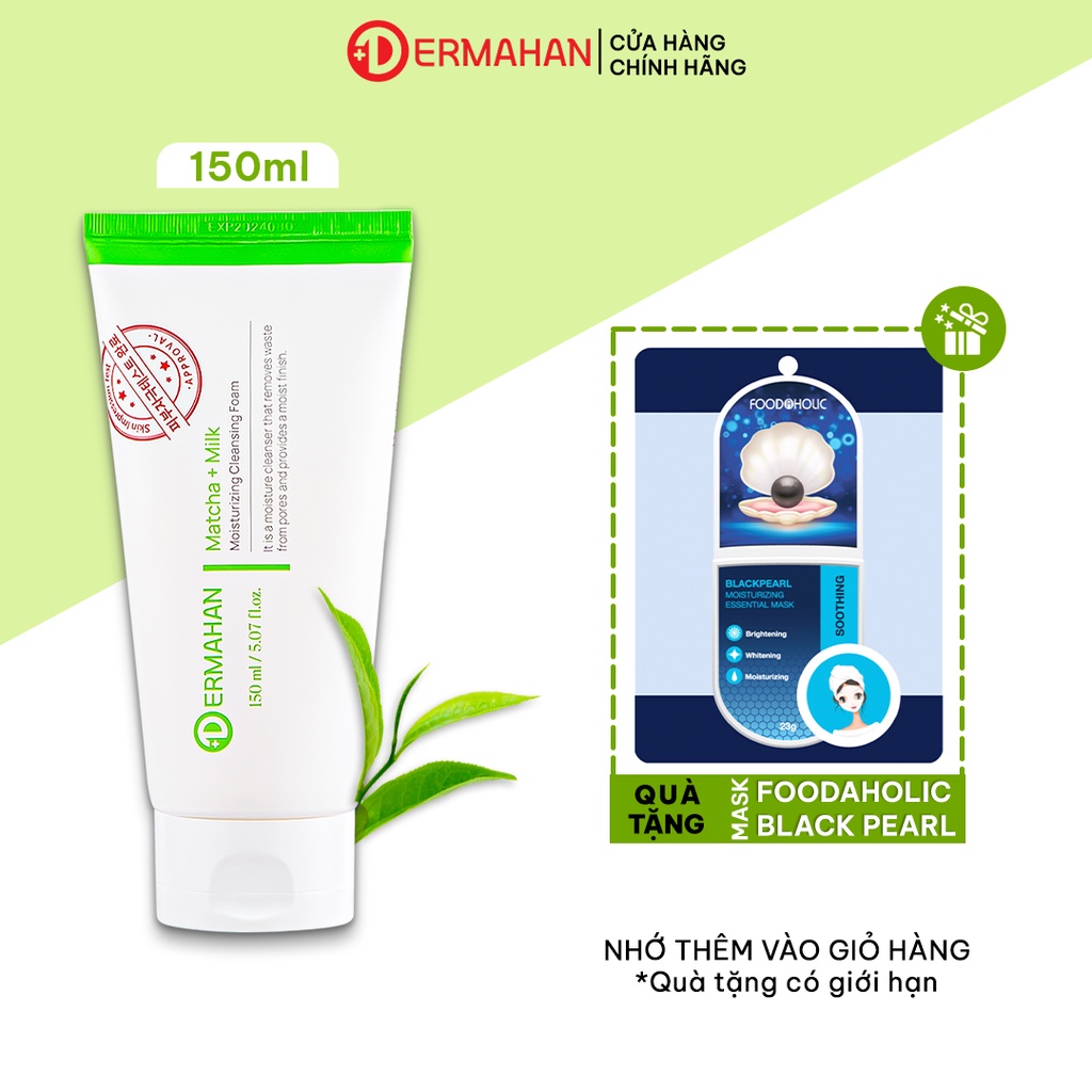 Sữa Rửa Mặt Trà Xanh Giảm Nhờn, Ngừa Mụn Dermahan Matcha & Milk Moisturizing Cleansing Foam 150ml
