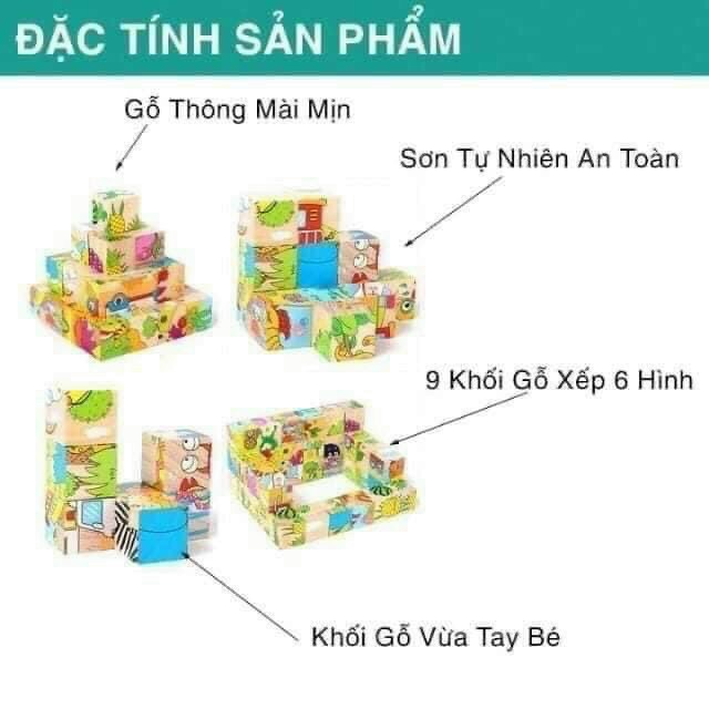 GHÉP HÌNH 16 KHỐI . 6 mặt bằng gỗ