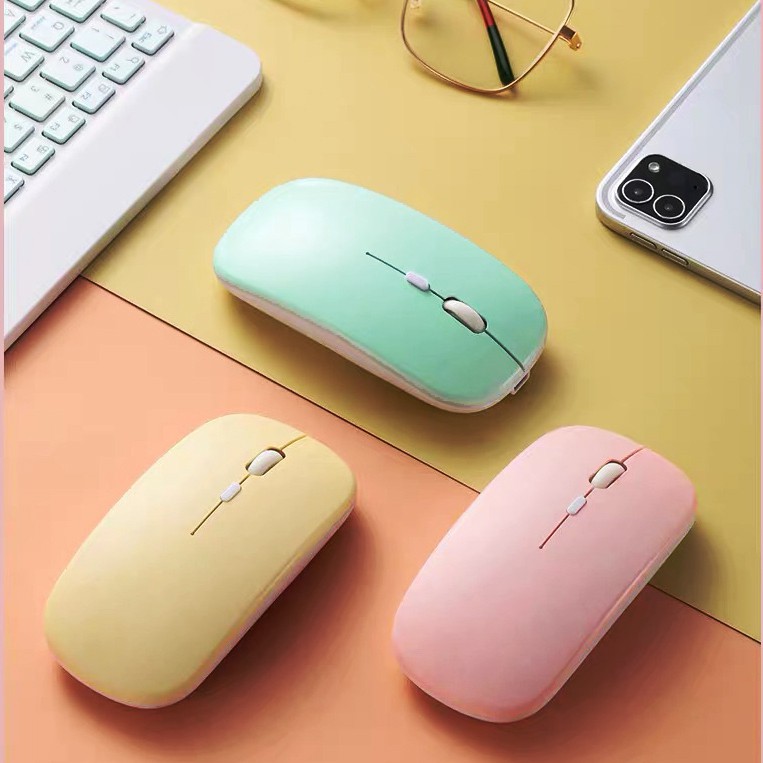Chuột không dây Bluetooth 2.4G đầy màu sắc dễ thương Chế độ kép USB có thể sạc lại & Chuột yên tĩnh Wireless Bluetooth Mouse