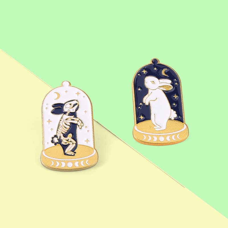 Ghim Cài Áo Họa Tiết Hoạt Hình Đầu Lâu / Thỏ / Bầu Trời Đầy Sao Tráng Men Dễ Thương Cho