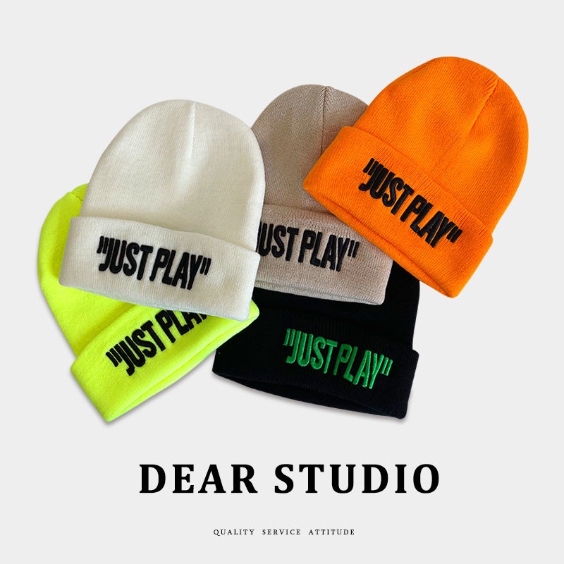 Còn Hàng!Mũ beanie Thêu Chữ Just PLAY Thời Trang hip hop