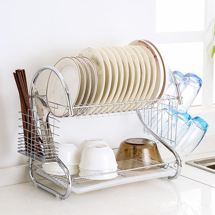 Chạn đựng bát đĩa 2 tầng bằng inox cao cấp chống han gỉ và rất chắc chắn