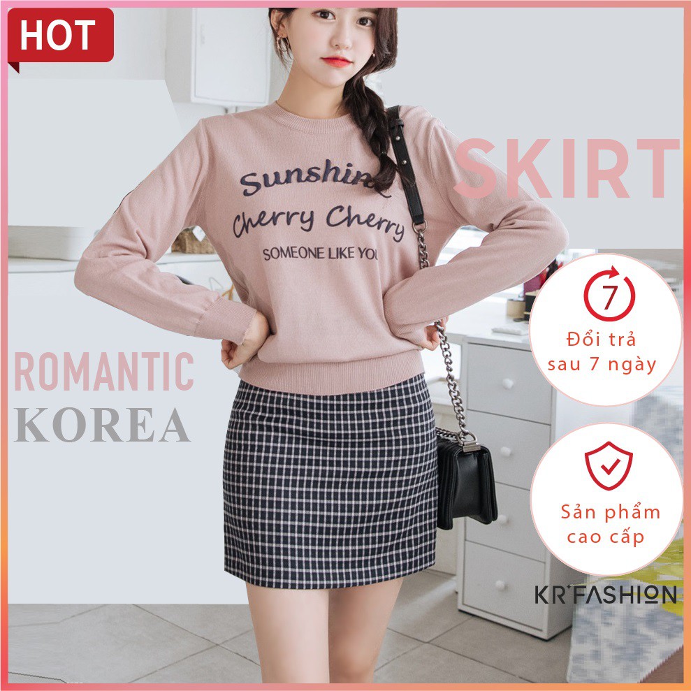 (Only KR) Chân váy kẻ caro, Chân váy ngắn chữ a SK103 krfashion style Hàn Quốc
