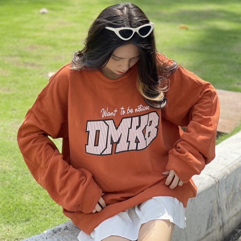 Áo Sweater Nỉ Bông DMKB Cam Cháy Unisex Nam Nữ (Ảnh Thật/Có Sẵn) | BigBuy360 - bigbuy360.vn