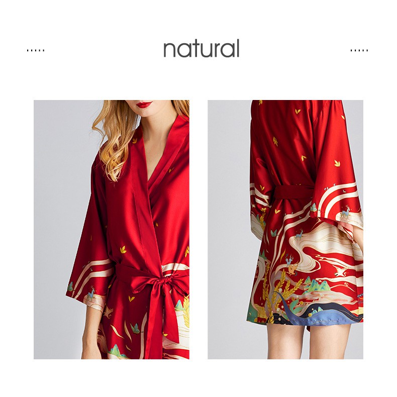 Áo choàng ngủ lụa satin cao cấp áo choàng kimono sang trọng phong cách Nhật | BigBuy360 - bigbuy360.vn