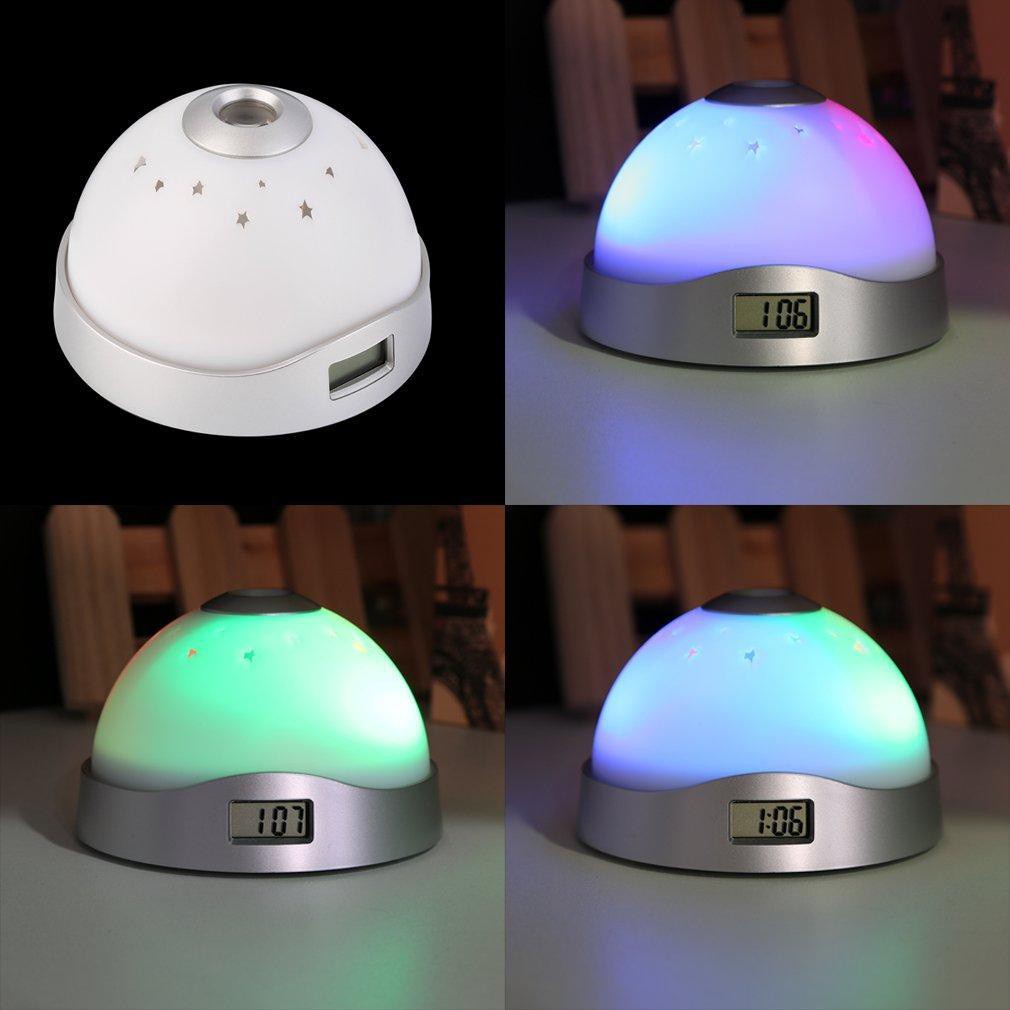 Alarm Clock Digital LED Star Colorful Magic Flash Light Time Projection