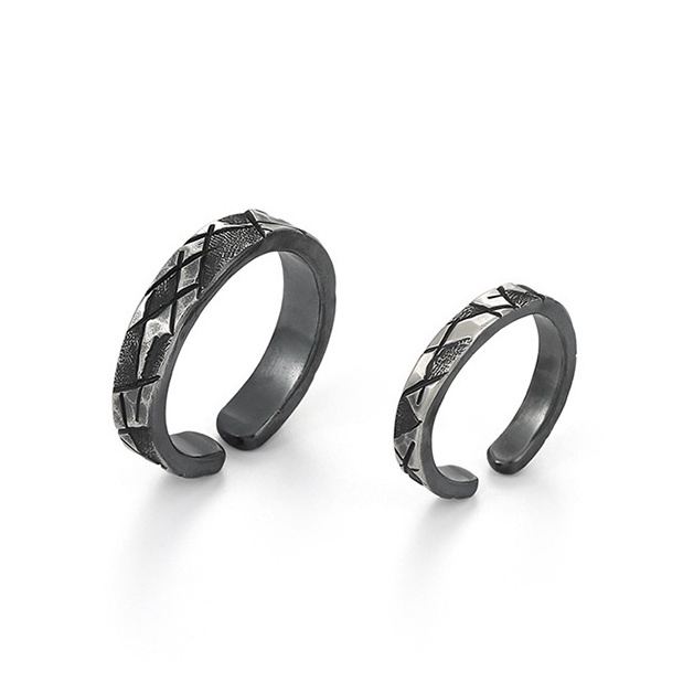 Nhẫn đôi Nhẫn cặp Nam nữ Thiết kế ban đầu Mạ bạc Làm bằng tay Cổ điển Màu bạc Quà tặng Hoa văn Làm như cũ NH-226