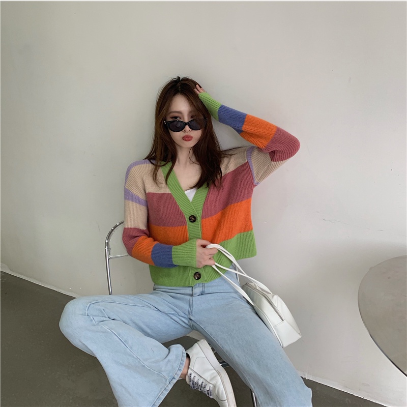 Xiaozhainv Áo Khoác Cardigan Vải Dệt Kim Tay Dài Dáng Rộng Cài Khuy Phong Cách Hàn Quốc Thời Trang | BigBuy360 - bigbuy360.vn