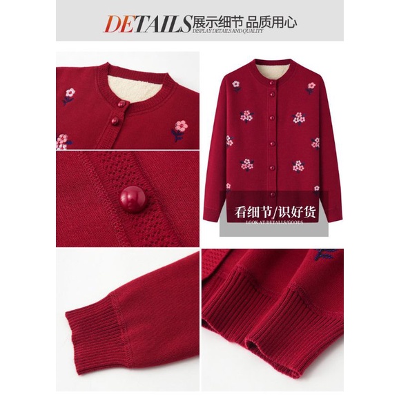 Áo Len Lót Lông Cừu Cài Cúc Trung Niên