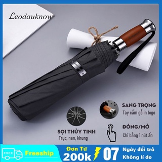 [CAO CẤP] Ô dù tự động, Chống UV, chống lật, Khung xương hợp kim 10 nan chắc chắn, Cán gỗ kim loại sang trọng Leodauknow