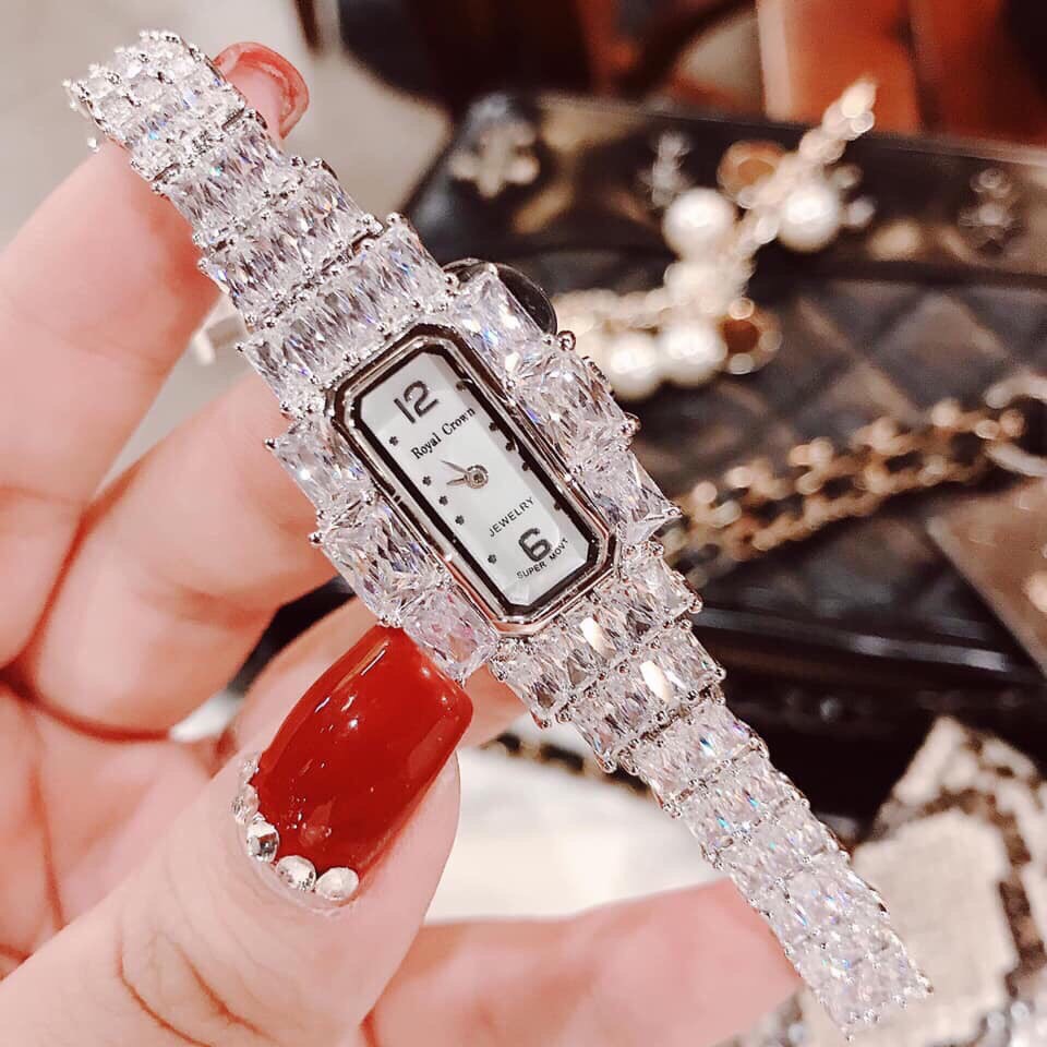 Đồng Hồ Nữ Royal Crown 3612 Chính Hãng Dây Đá Bạc