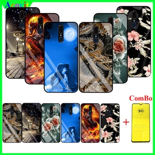 COMBO Ốp lưng Oppo F11 (Kèm 1 Kính cường lực Full Màn hình) Mặt kính 3D sắc nét,sang trọng, Khồng Nhòe, Phai Acovit