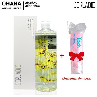 [Tặng Bông] Nước Tẩy Trang Derladie Làm Sạch, Giảm Mụn Chiết Xuất Cây Phỉ Cleansing Water Witch Hazel 500ml
