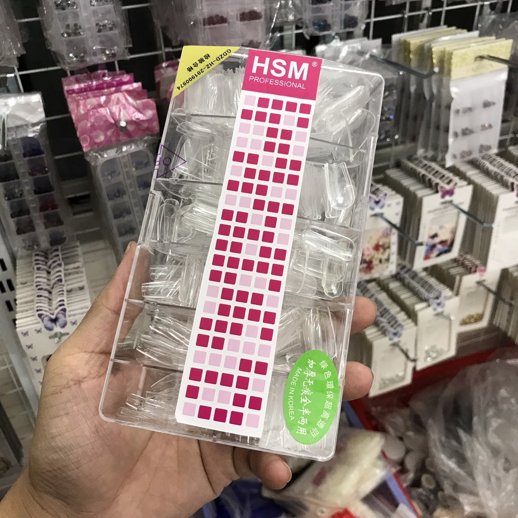 Móng úp HSM phom vuông trơn , hộp 500 móng trang trí móng làm nail