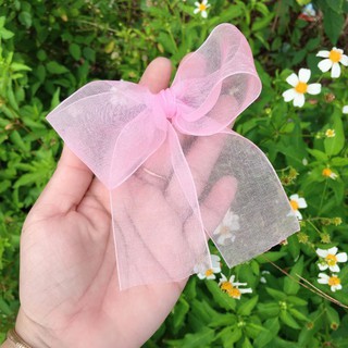 Cột tóc nơ tiểu thư voan hồng-cột nơ xinh xắn-phuonglieustore