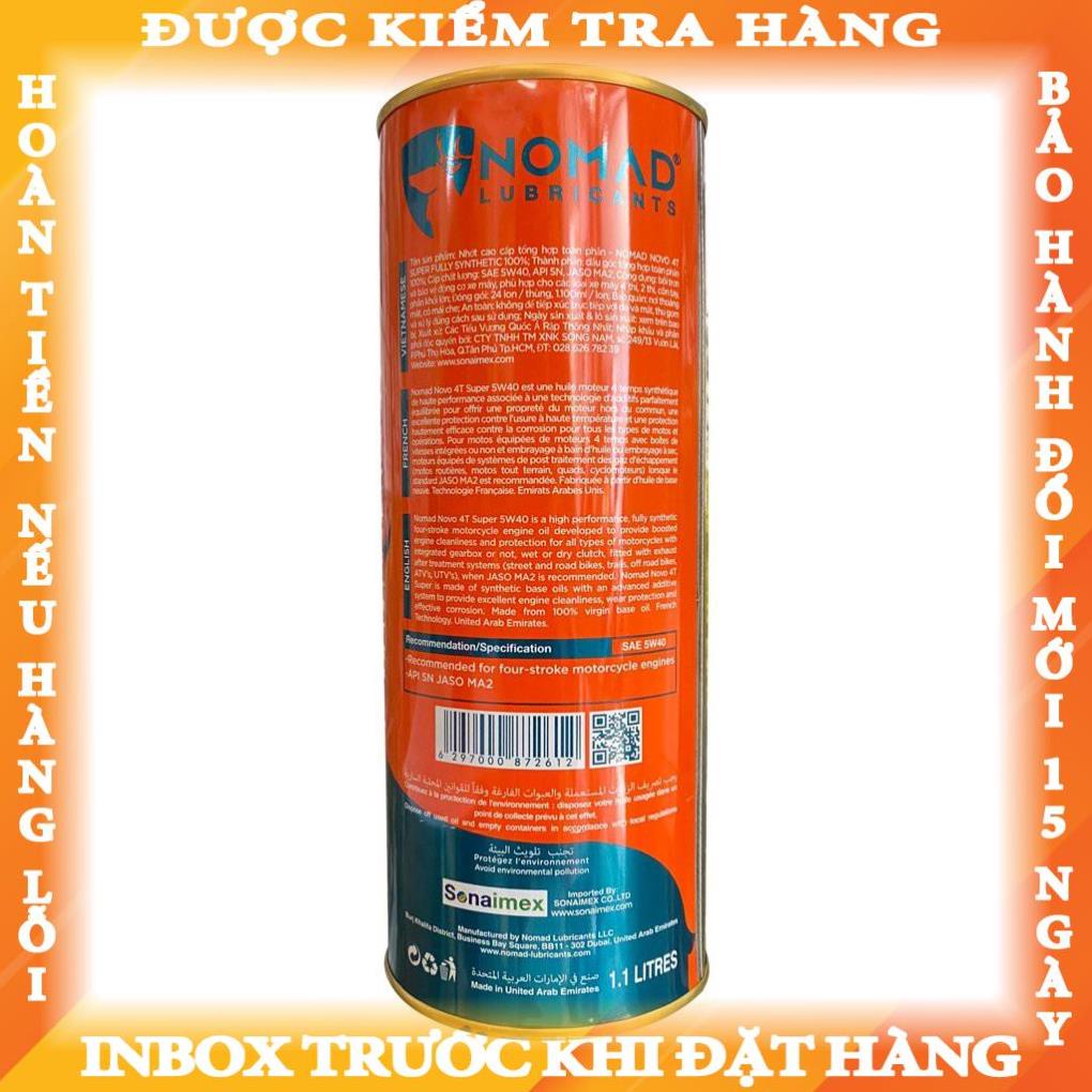 Dầu nhớt tổng hợp toàn phần NOMAD 1.1L API SN- JASO MA2 5W40 nhớt xe máy NK Thái Lan hiepyej