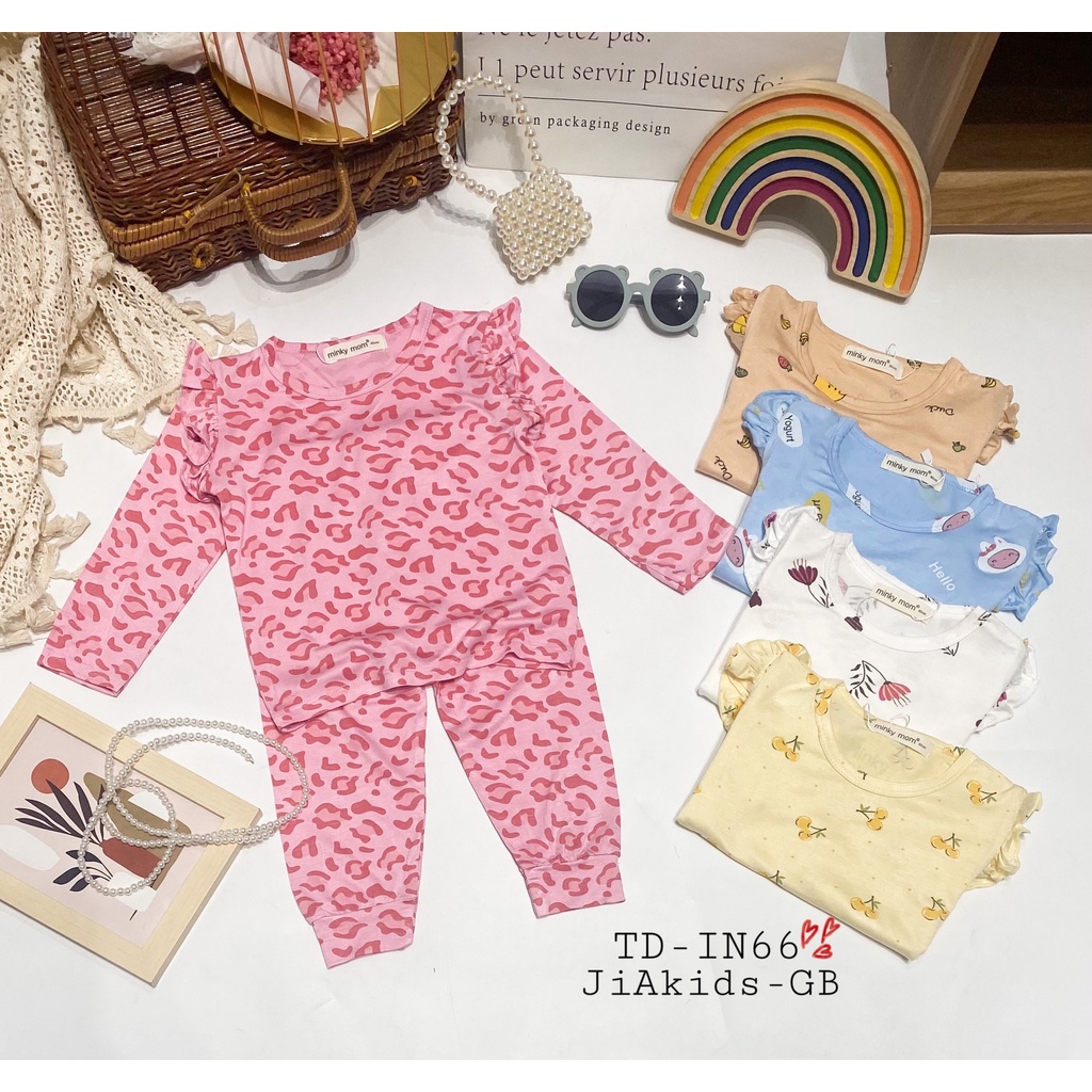 Bộ Dài Tay THUN LẠNH MINKY MOM In Hình Toàn Thân Cánh Tiên Dễ Thương Bé Gái TD-IN66