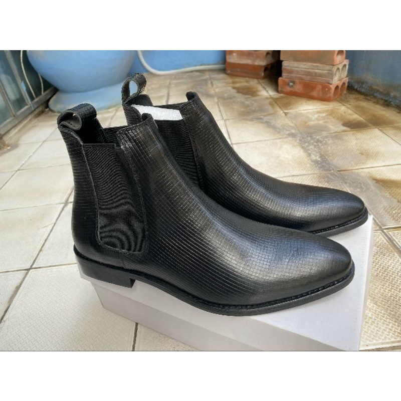 Giày Boot Nam Chelseaboot Da bò thật dập vân sần siêu đẹp thời trang hợp cả đi chơi và công sở