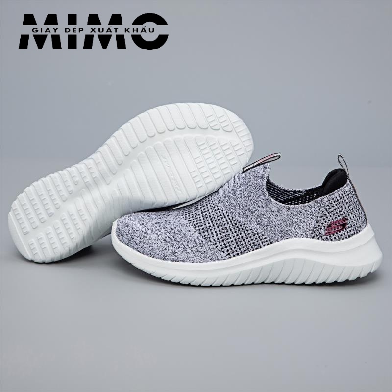 Giày Skechers cho nữ 4 vạch màu ghi, giày thể thao đi bộ cực êm mềm nhẹ, bền đẹp, chống trơn trượt