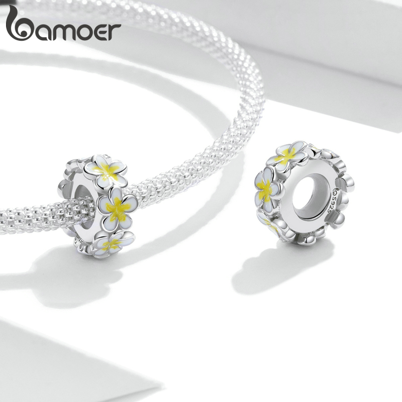Mặt Vòng Tay Bamoer BSC447 Từ Bạc Thật 925 Hình Bông Hoa Lãng n DIY