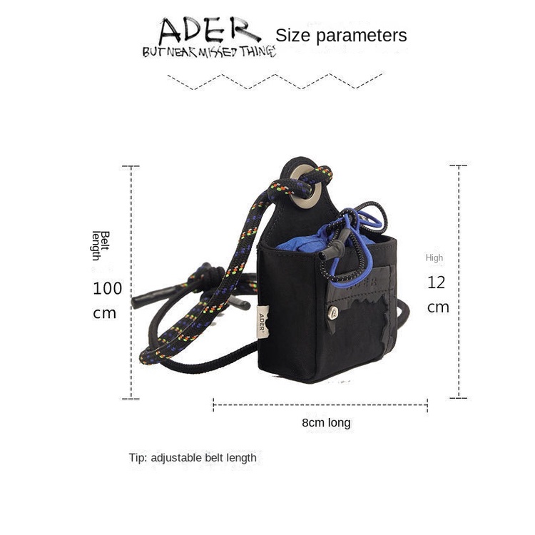 Túi adererror mini phối dây rút phong cách Nhật Bản đựng tai nghe thời trang