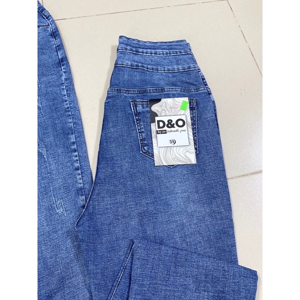 [Size 32-36] Quần Bò Cạp Cao 2 Nút / Jeans Lưng Siêu Cao Trên Rốn XANH ĐẬM