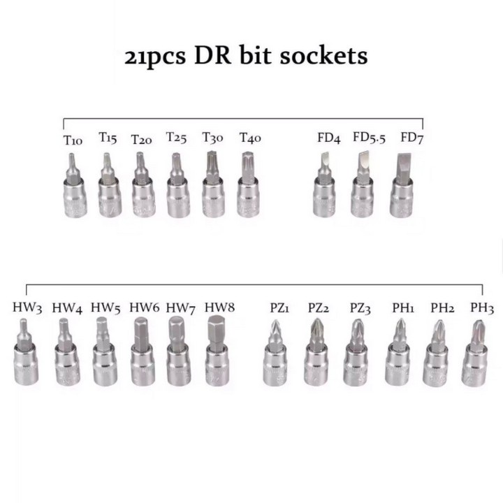 Bộ dụng cụ mở bulong ốc vít đa năng 46 chi tiết, Không han gỉ Hàng Mới, Bộ dụng cụ sửa chữa oto xe máy 46 món đa năng