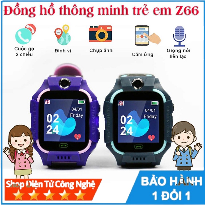 Đồng hồ thông minh trẻ em Z66- Định vị, lắp sim, chụp ảnh, chống nước