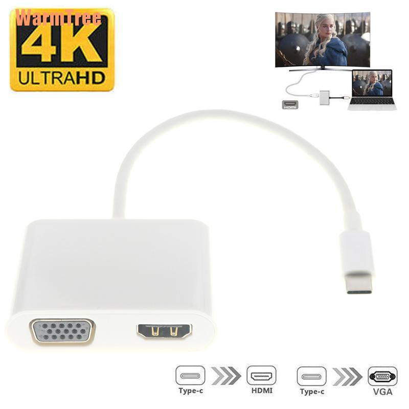 Bộ Chuyển Đổi Hub Hdmi Vga 2 Trong 1 Từ Usb Type-c Sang Cổng Cắm Usb C